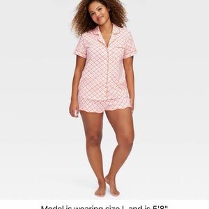 Roller Rabbit Pink and Orange Lattice Short Pajama Set